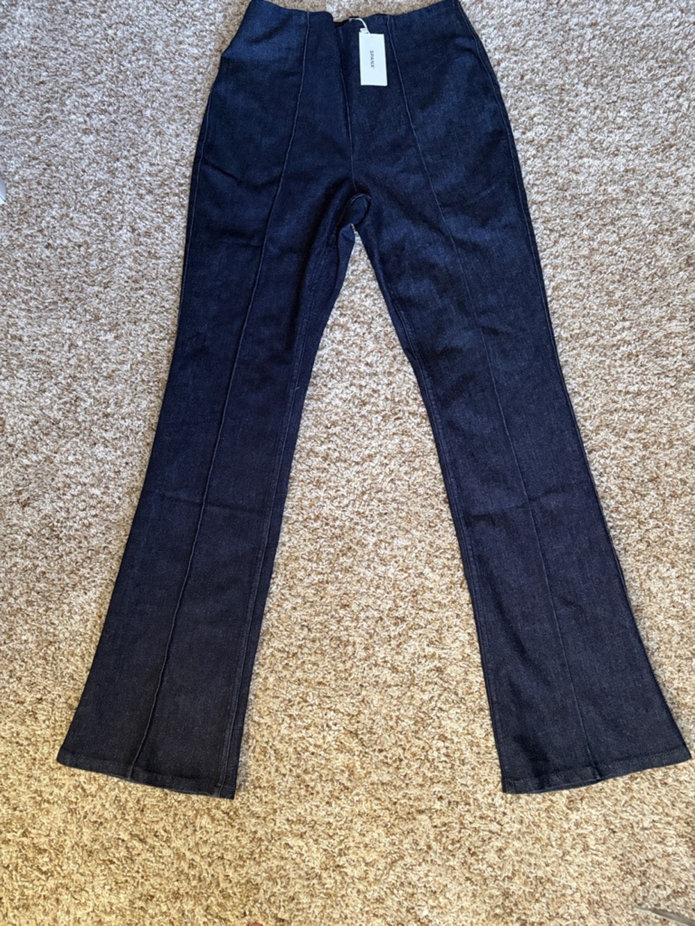 SPANX Raw Indigo Wash Denim Demi Boot Jeans